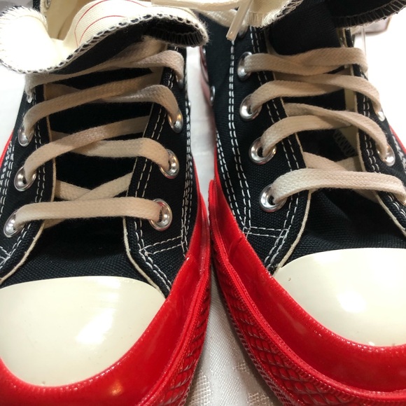 Comme des Garçon PLAY x Converse Chuck 70 Hi - Black/Red A01793C Size M7/W9 NWT - Picture 7 of 16